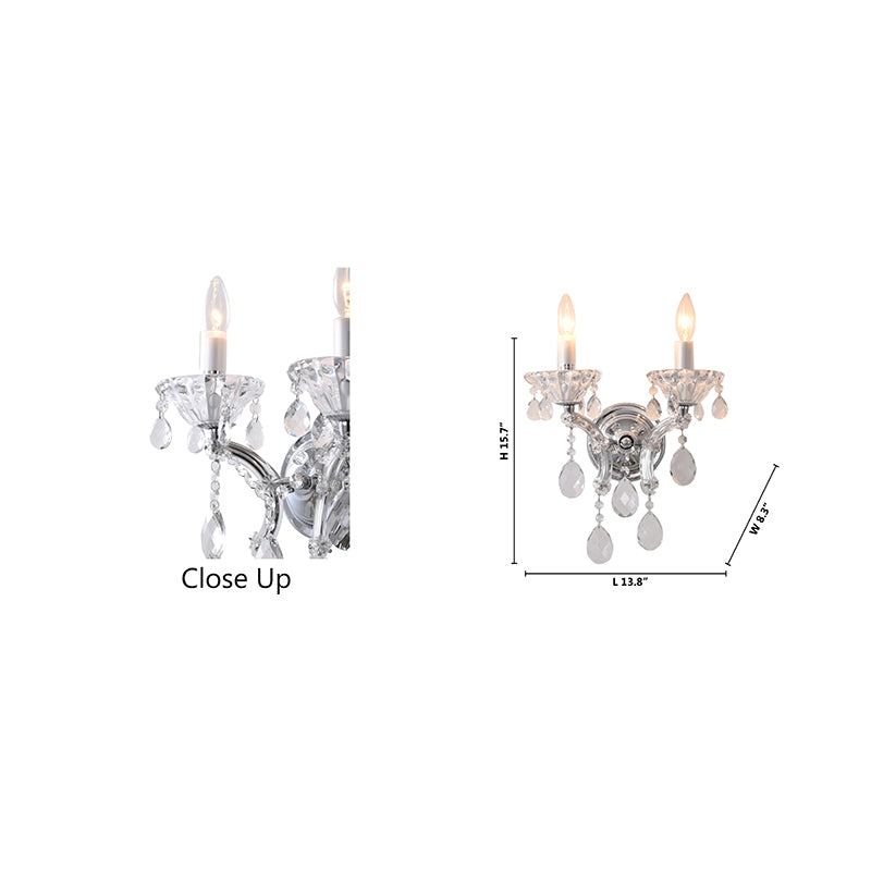 Clear Crystal Two Arm Wall Sconce with Hardware by Bethel - view 8