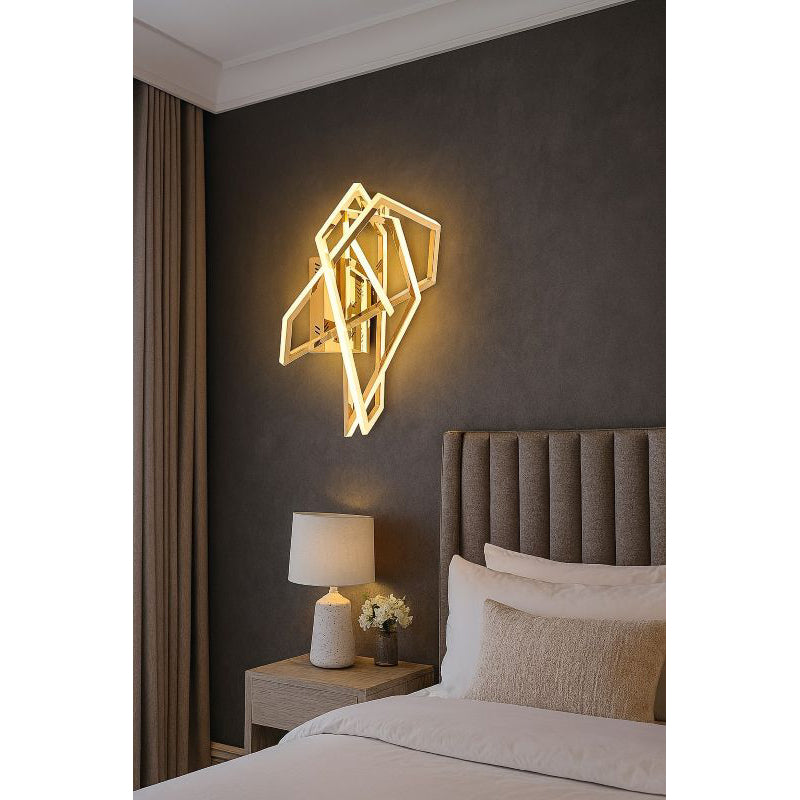 Stainless Steel Geometric Wall Sconce with Acrylic Diffuser by Bethel - view 11