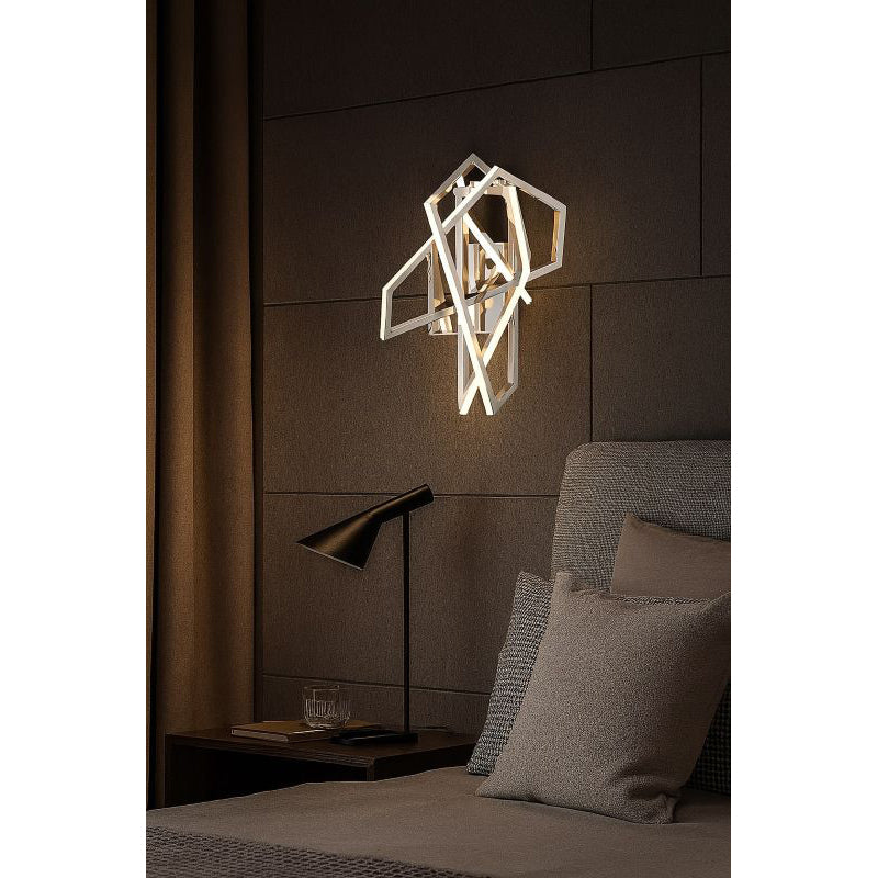 Stainless Steel Geometric Wall Sconce with Acrylic Diffuser by Bethel - view 5