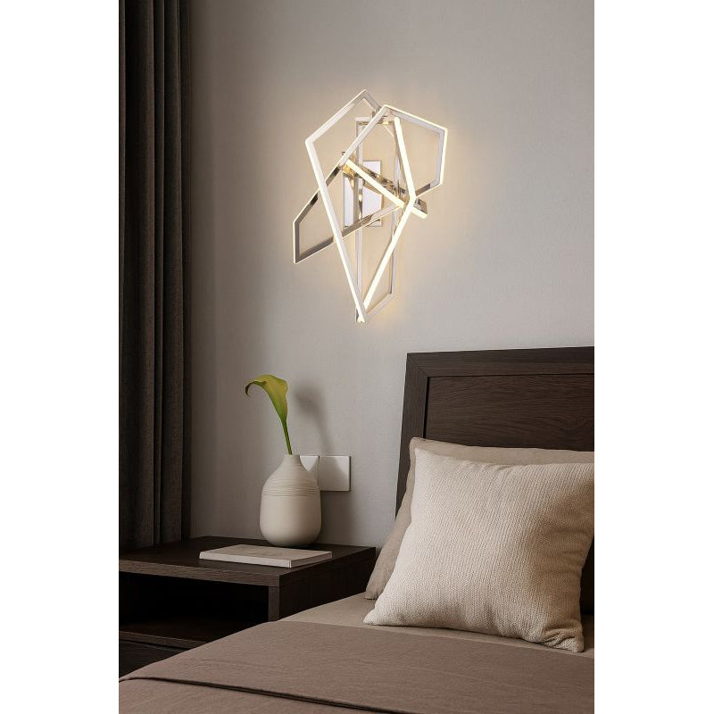 Stainless Steel Geometric LED Wall Sconce with Acrylic Diffuser by Bethel - view 5
