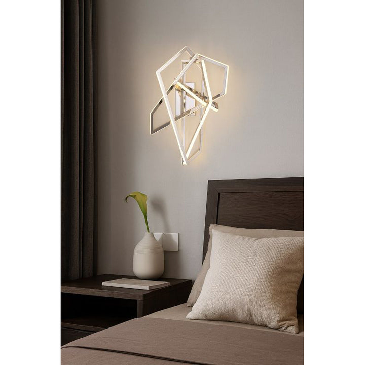 Stainless Steel Geometric LED Wall Sconce with Acrylic Diffuser by Bethel - view 5