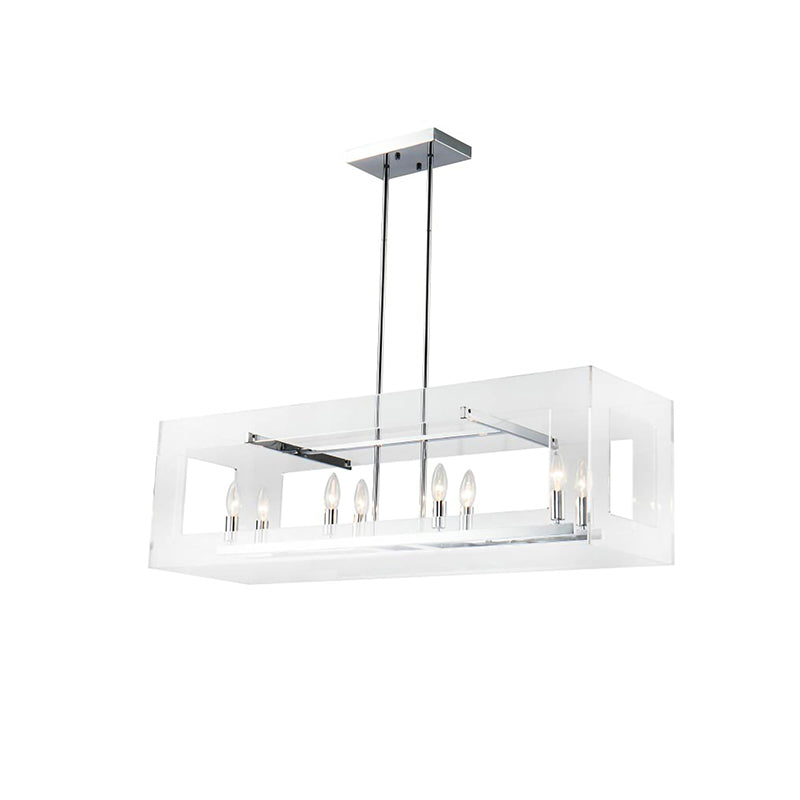 Clear Acrylic Rectangular Framed Ceiling Fixture with Boxed Cut Outs and Chrome by Bethel