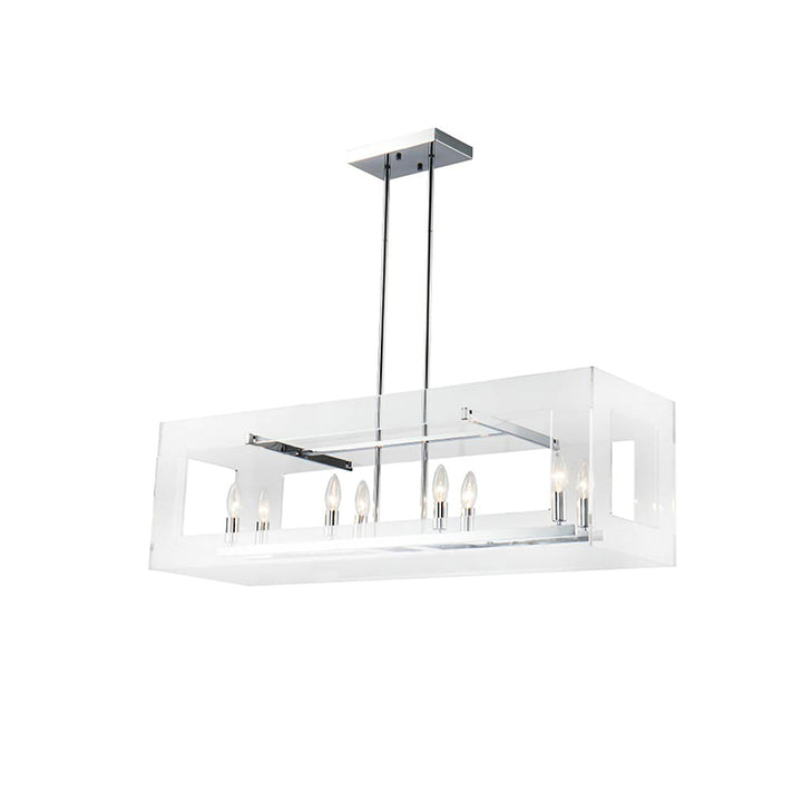 Clear Acrylic Rectangular Framed Ceiling Fixture with Boxed Cut Outs and Chrome by Bethel