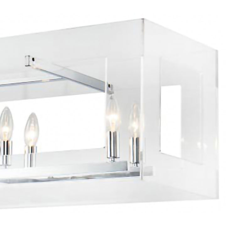 Clear Acrylic Rectangular Framed Ceiling Fixture with Boxed Cut Outs and Chrome by Bethel - view 2
