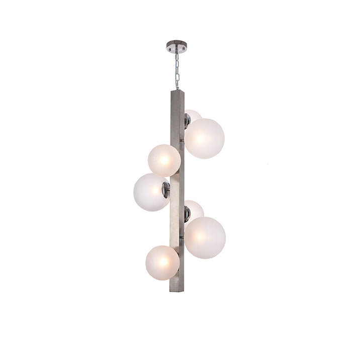 Glass Chandelier (TM16) in Shiny Nickel by Bethel