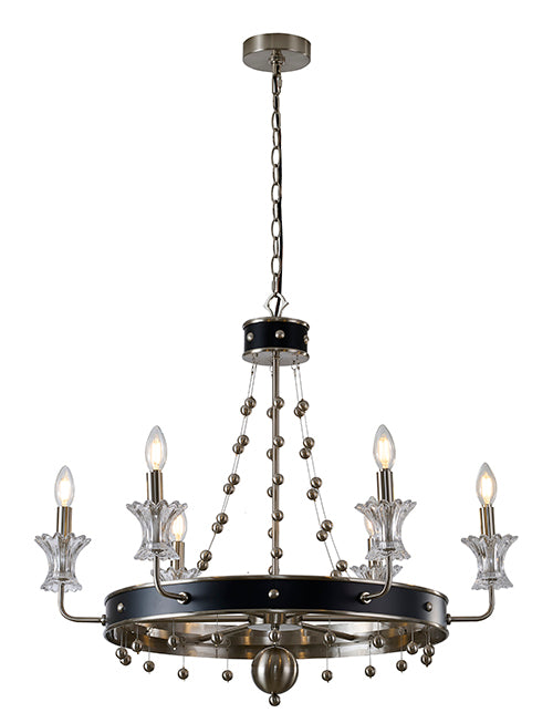 Black Satin Nickel Glass Chandelier by Bethel