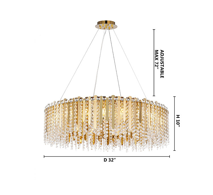 Stainless Steel Chandelier with Clear Hanging Crystal Beads by Bethel - view 19