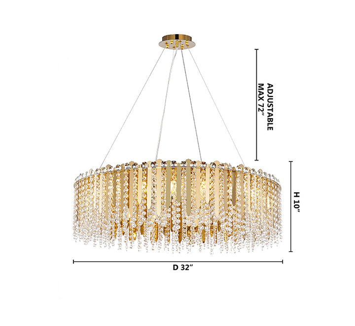 Stainless Steel Chandelier with Clear Hanging Crystal Beads by Bethel - view 19