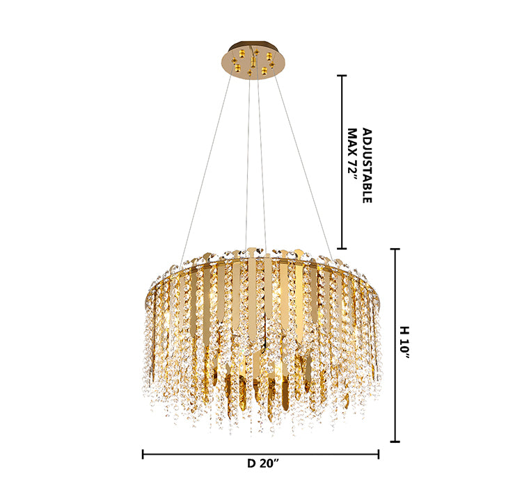Stainless Steel Chandelier with Clear Hanging Crystal Beads by Bethel - view 3