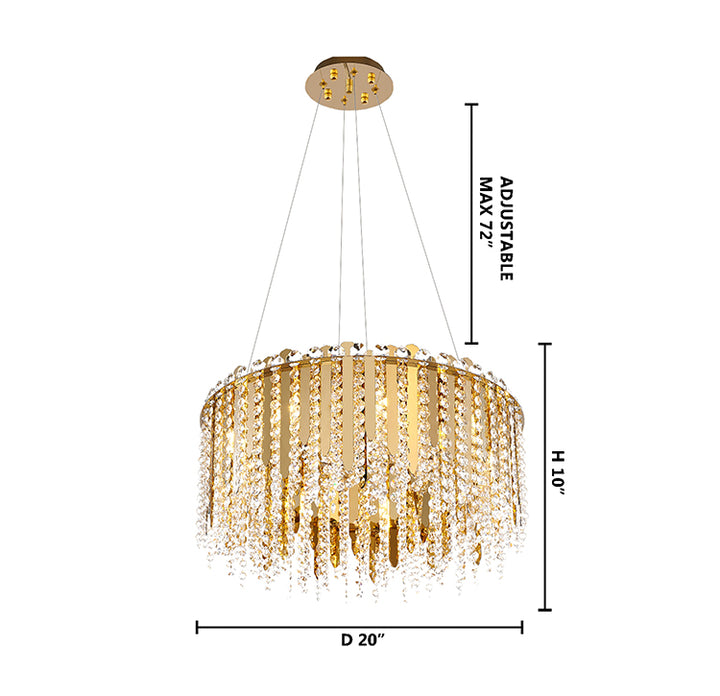 Stainless Steel Chandelier with Clear Hanging Crystal Beads by Bethel - view 3