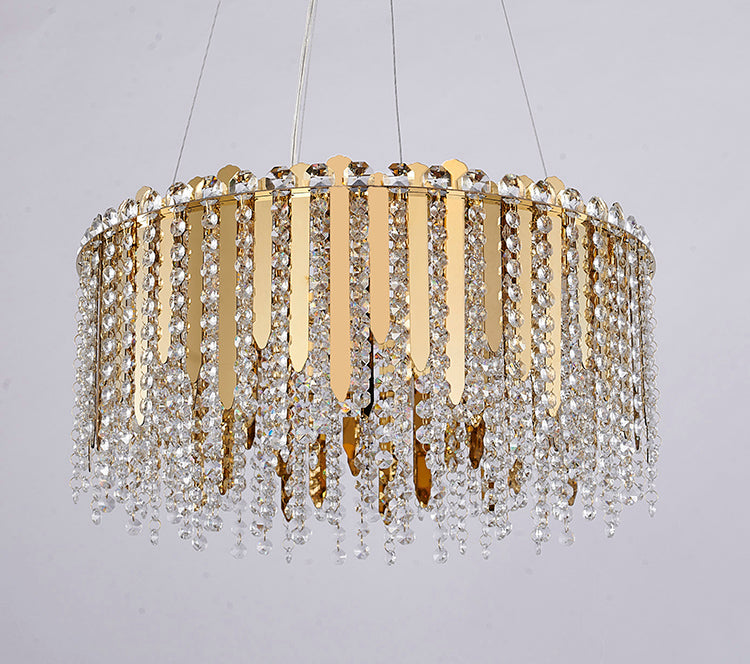 Stainless Steel Chandelier with Clear Hanging Crystal Beads by Bethel - view 5