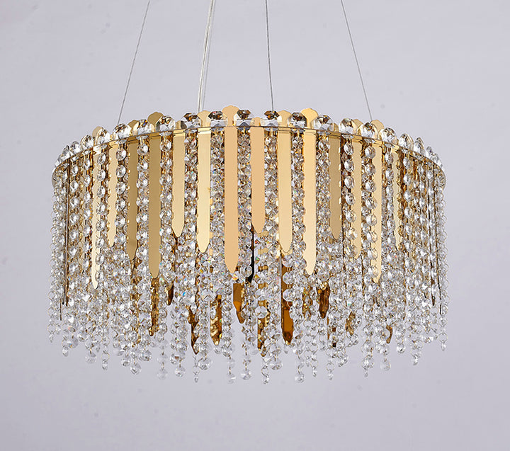 Stainless Steel Chandelier with Clear Hanging Crystal Beads by Bethel - view 5
