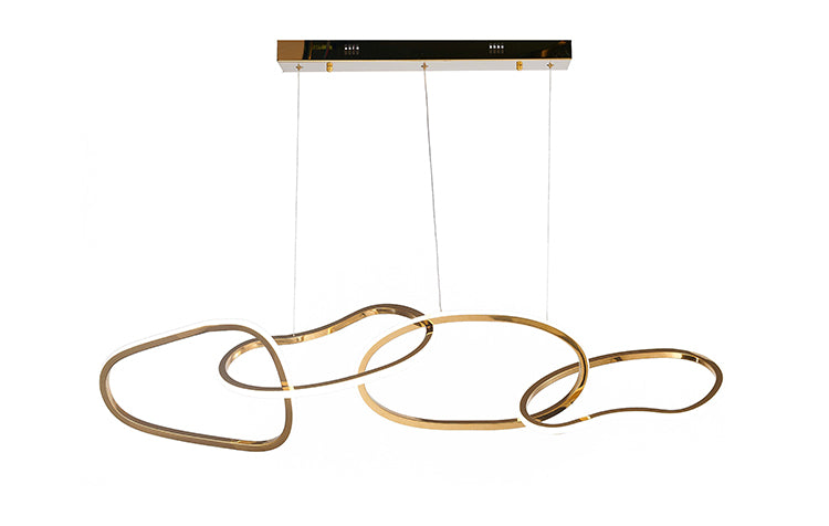 Stainless Steel Interlocked Chandelier with Clear Crystals, 48" x 18" / GL414C48G, by Bethel