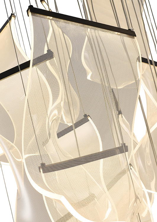 Flushed Chandelier with Acrylic Crumbled Sheet Hanging Pendants by Bethel - view 60