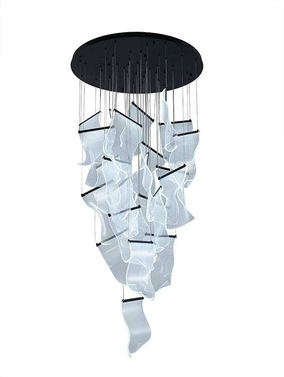 Flushed Chandelier with Acrylic Crumbled Sheet Hanging Pendants by Bethel - view 61