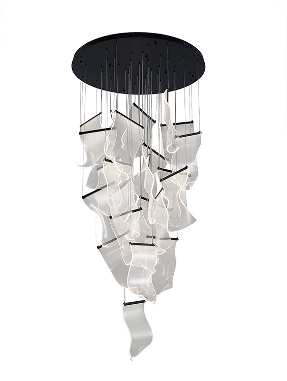 Flushed Chandelier with Acrylic Crumbled Sheet Hanging Pendants by Bethel - view 64