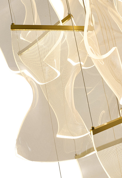 Flushed Chandelier with Acrylic Crumbled Sheet Hanging Pendants by Bethel - view 54