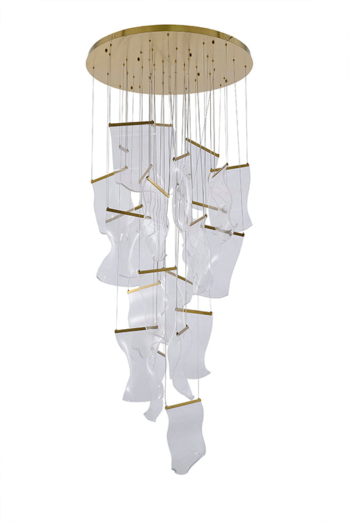 Flushed Chandelier with Acrylic Crumbled Sheet Hanging Pendants by Bethel - view 55