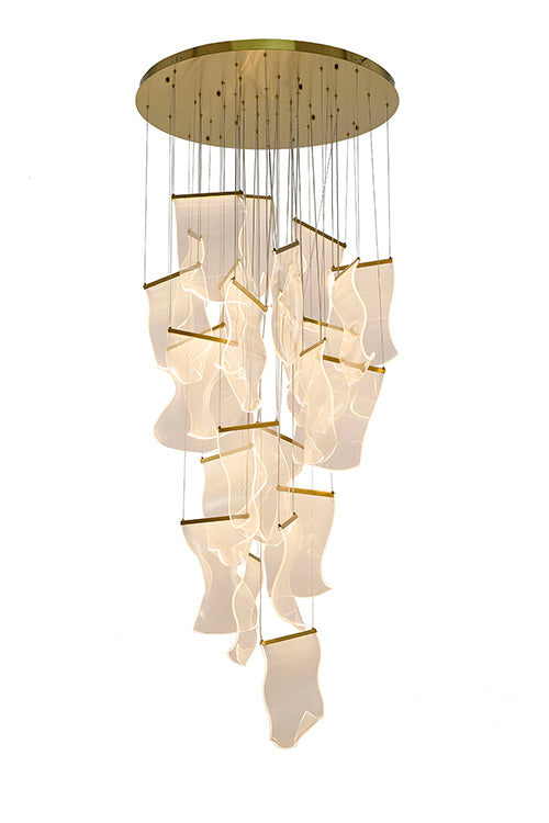 Flushed Chandelier with Acrylic Crumbled Sheet Hanging Pendants by Bethel - view 57