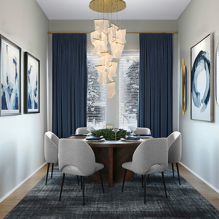 Flushed Chandelier with Acrylic Crumbled Sheet Hanging Pendants by Bethel - view 58