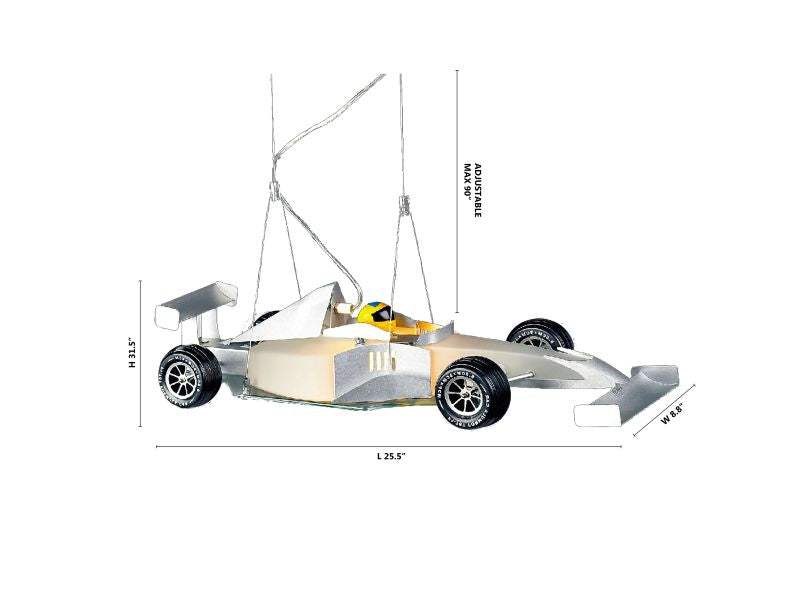Silver Race Car Driver Light Fixture with Frosted Glass by Bethel