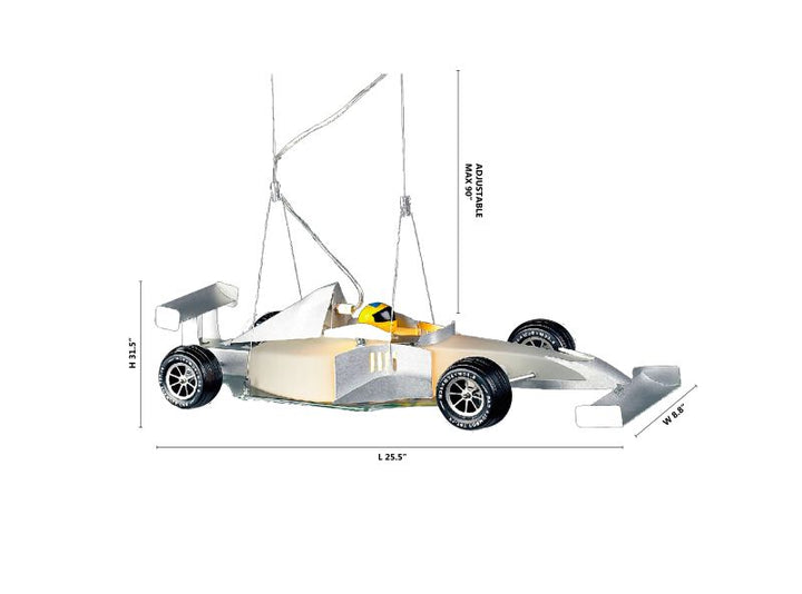 Silver Race Car Driver Light Fixture with Frosted Glass by Bethel
