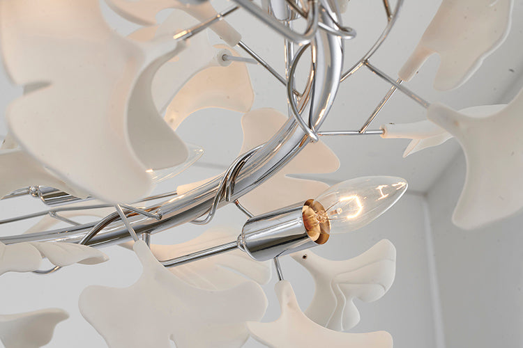Round Frame Chandelier with Acrylic Leaf Accents by Bethel - view 8