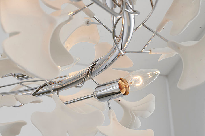 Round Frame Chandelier with Acrylic Leaf Accents by Bethel - view 8