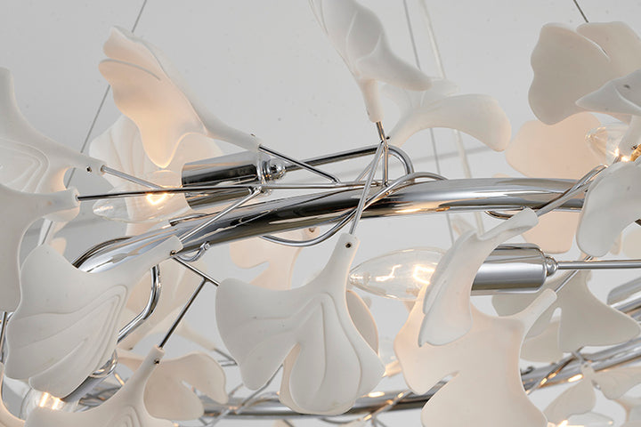 Round Frame Chandelier with Acrylic Leaf Accents by Bethel - view 9