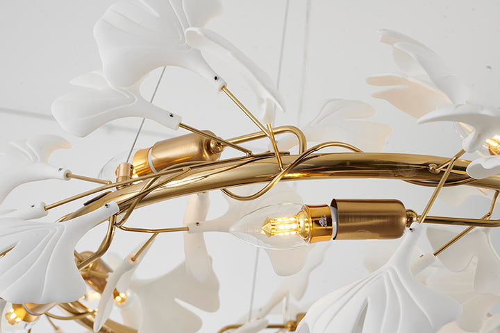 Round Frame Chandelier with Acrylic Leaf Accents by Bethel - view 4