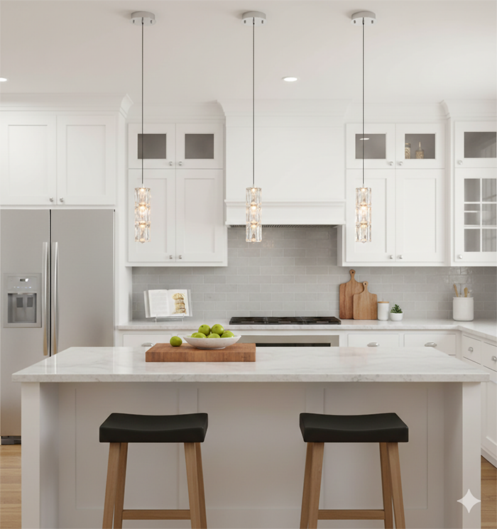Clear Crystal Single Pendant LED Light with Chrome Hardware by Bethel - view 5