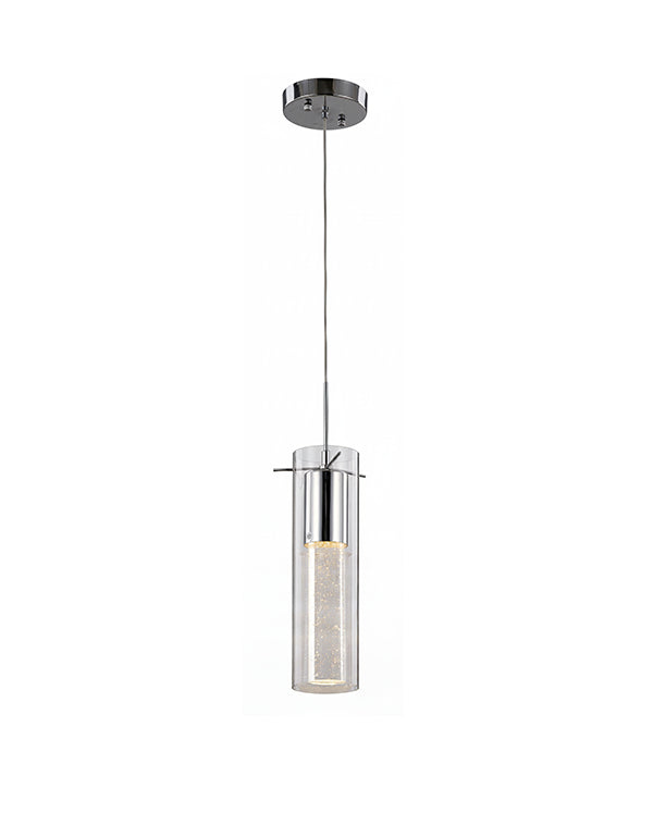 Clear Glass Cylinder Frame with Glass Bubble Pendant by Bethel