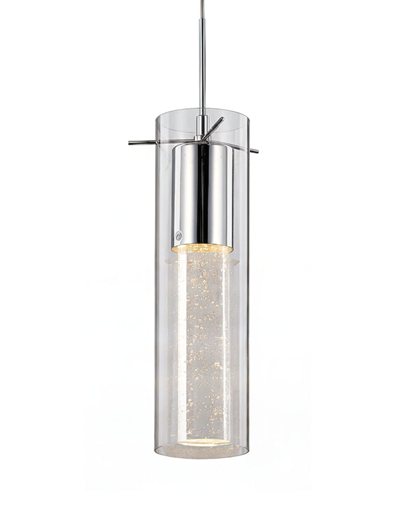 Clear Glass Cylinder Frame with Glass Bubble Pendant by Bethel - view 2