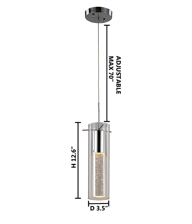 Clear Glass Cylinder Frame with Glass Bubble Pendant by Bethel - view 3