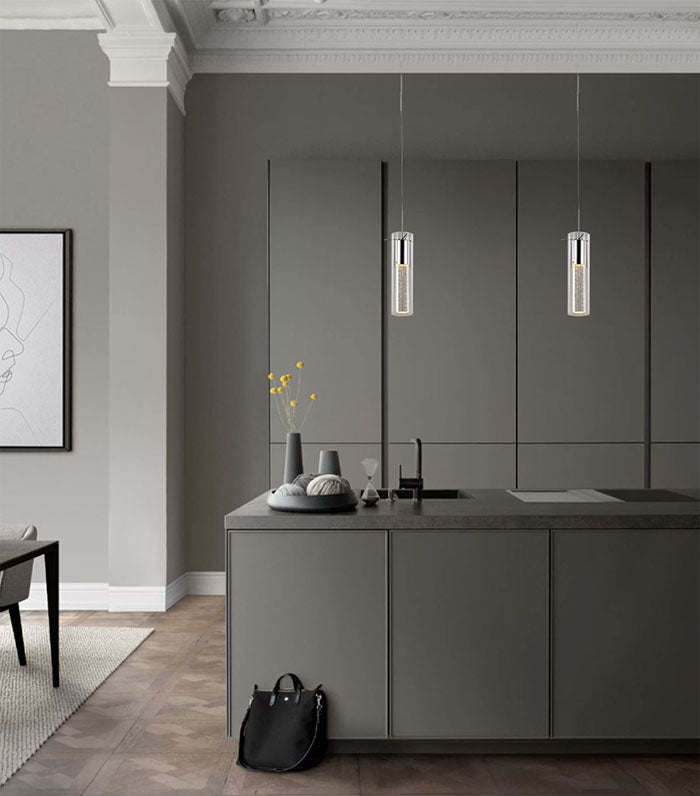 Clear Glass Cylinder Frame with Glass Bubble Pendant by Bethel - view 5