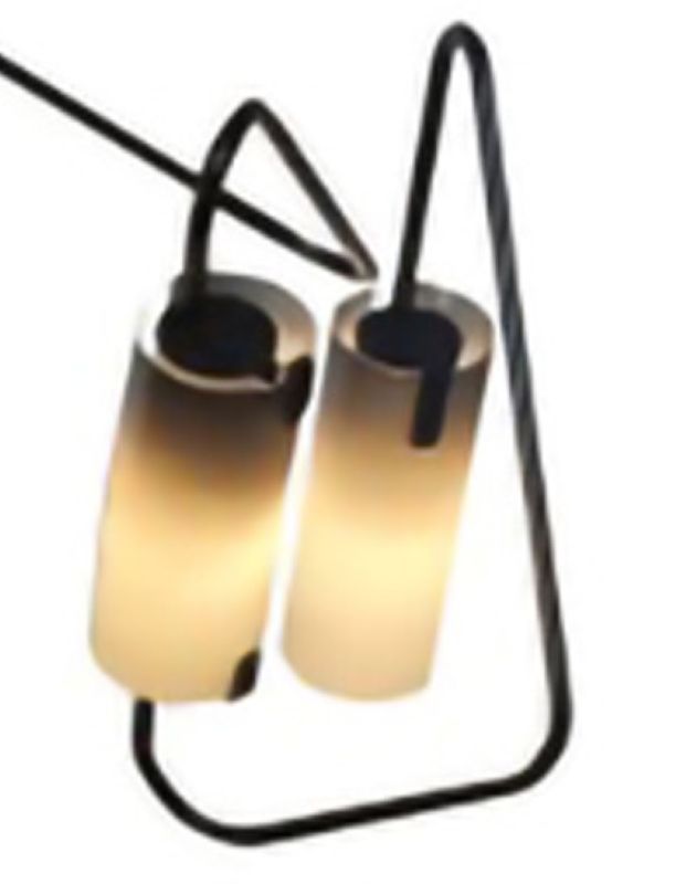 Black Metal Frame Chandelier with White Faded Glass Tube Shades by Bethel - view 2