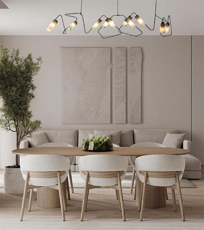 Black Metal Frame Chandelier with White Faded Glass Tube Shades by Bethel - view 3