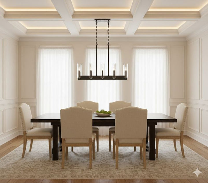 Frame Chandelier with Clear Ribbed Glass Shades by Bethel - view 8