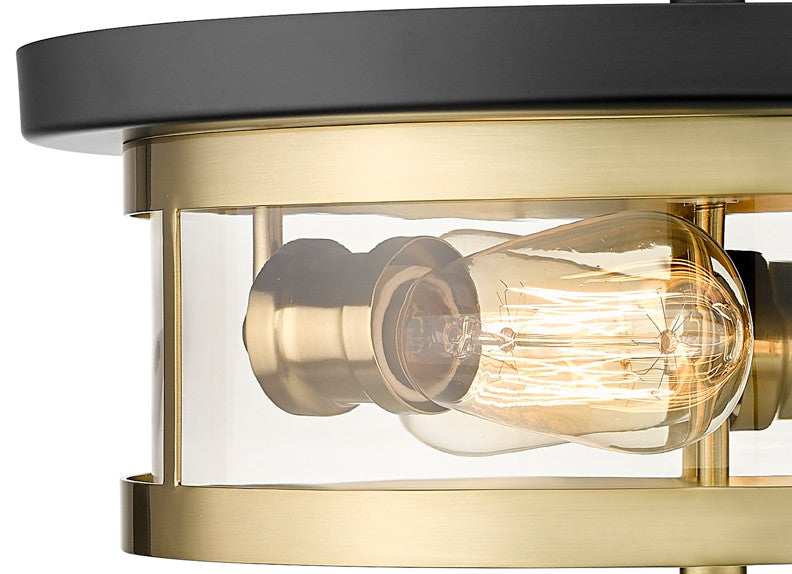 Round Semi Flush Mount with Clear Glass Shade by Bethel - view 6