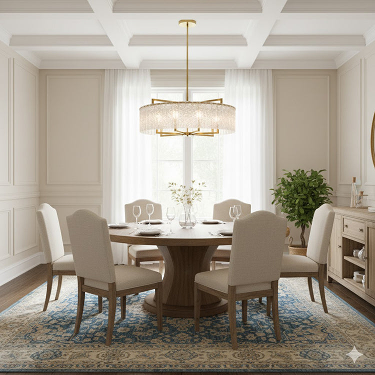 Round Frame Chandelier with Clear Hanging Rippled Glass by Bethel - view 9