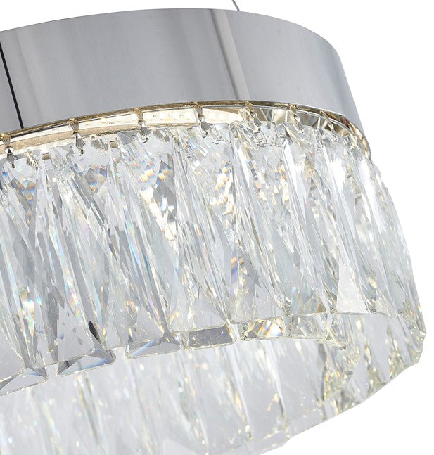 Round Frame LED Chandelier with Clear Hanging Crystals by Bethel - view 4