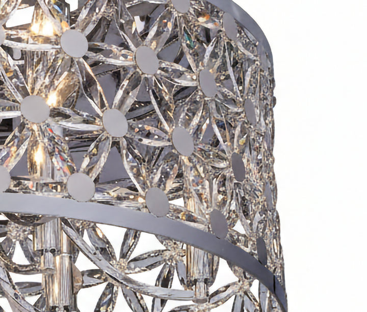 Chrome Frame Flush Mount with Clear Crystal Star Shaped Detailing by Bethel - view 2
