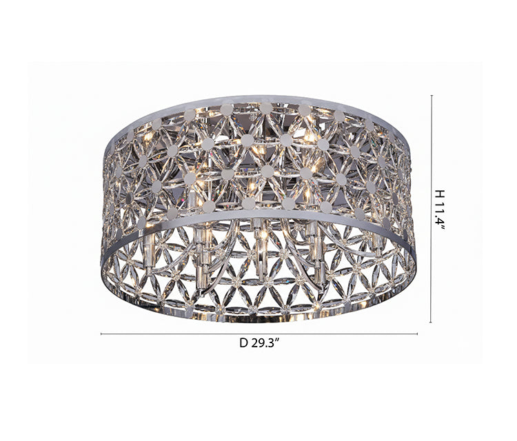 Chrome Frame Flush Mount with Clear Crystal Star Shaped Detailing by Bethel - view 3