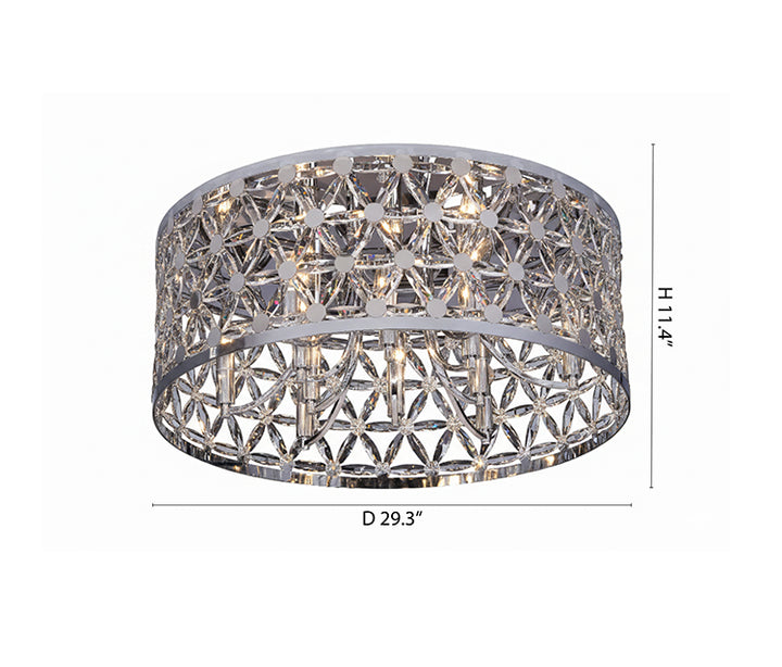 Chrome Frame Flush Mount with Clear Crystal Star Shaped Detailing by Bethel - view 3