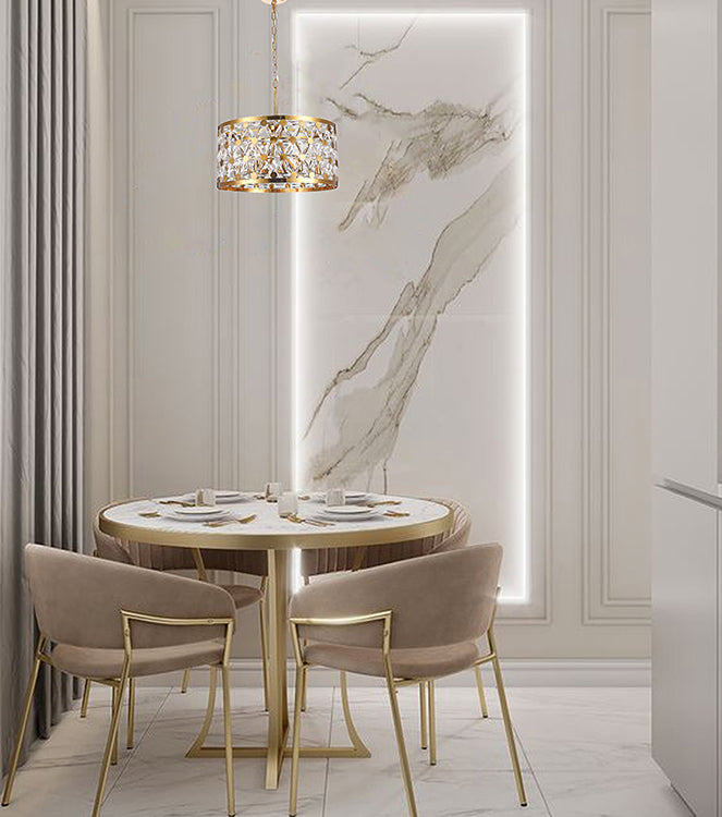 Frame Drum Chandelier with Star Clear Crystal Detailing by Bethel - view 8