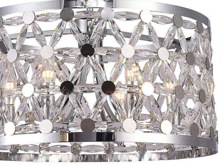 Frame Drum Chandelier with Star Clear Crystal Detailing by Bethel - view 4