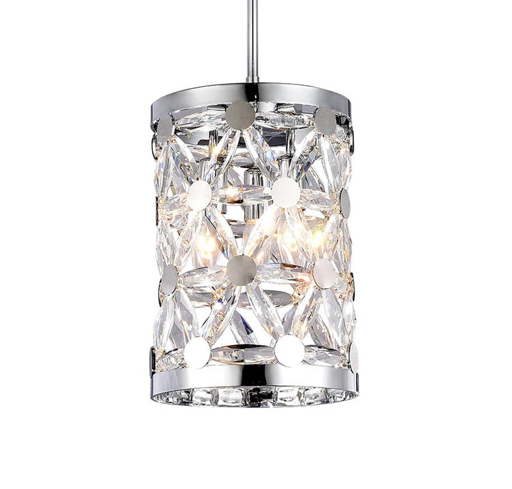 Frame Single Pendant Light with Clear Crystal Star Shaped Detailing by Bethel - view 3