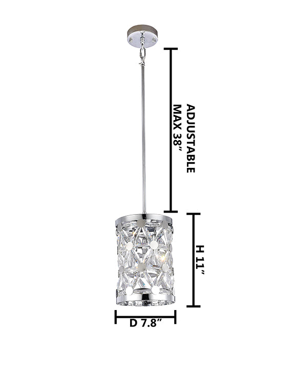 Frame Single Pendant Light with Clear Crystal Star Shaped Detailing by Bethel - view 4