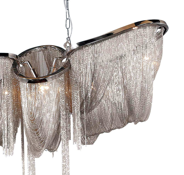 Shiny Chrome Metal Frame Chandelier with Hanging Iron Chains by Bethel - view 2