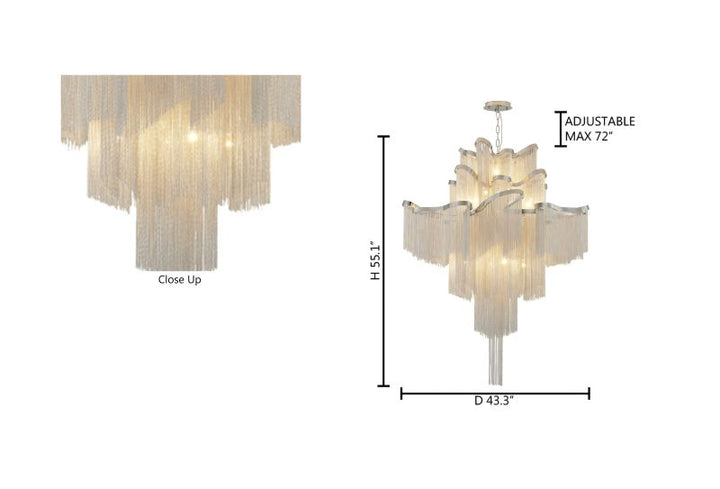 Chrome Metal Frame Chandelier with Silver Aluminium Hanging Chains by Bethel - view 3